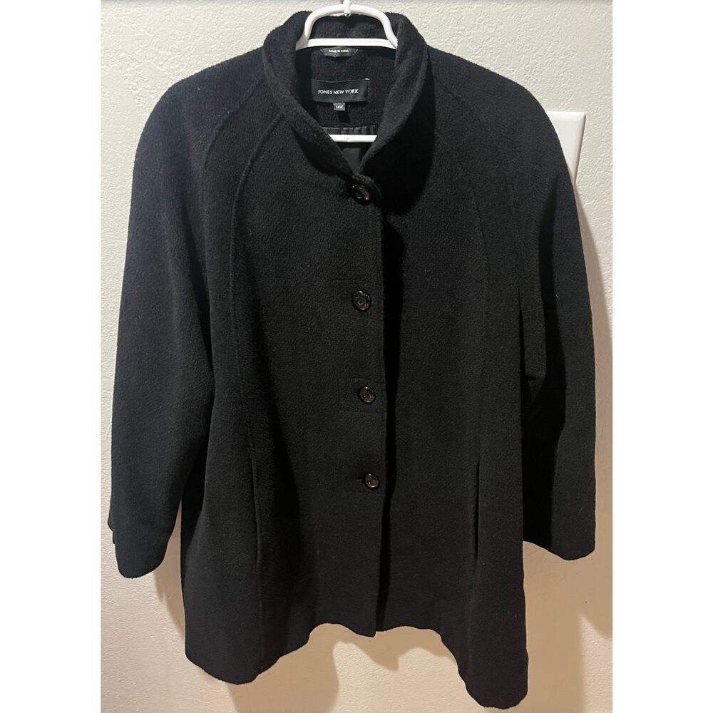 Jones New York, Women's 14W Wool Blend Overcoat Button-Up, Excellent Condition